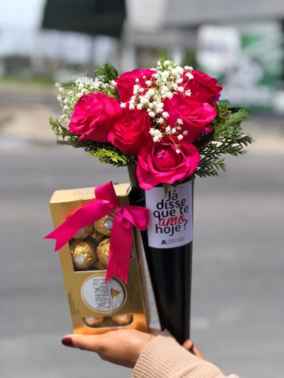 Cone Luxo com Ferrero - Rosas Cor de Rosa
