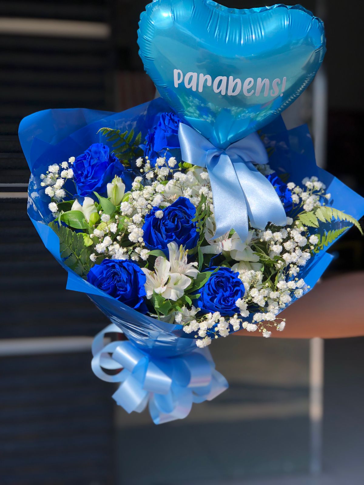 Buquê Azul com Balão