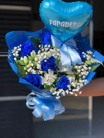 Buquê Azul com Balão