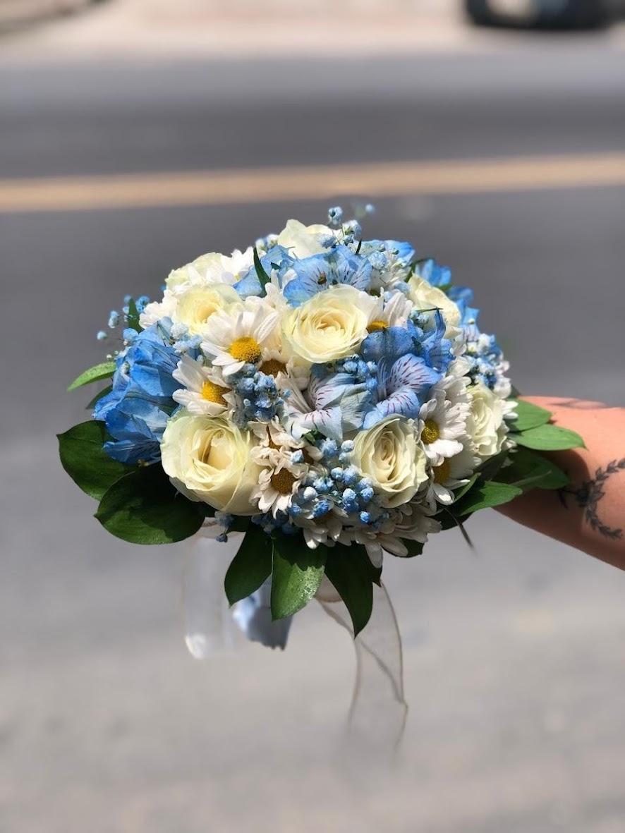 Buquê de Noiva Tons Azul e Branco