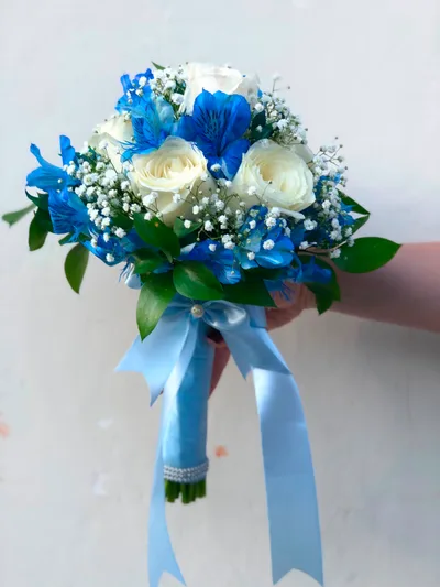 Buquê de Noiva Tons Azul e Branco