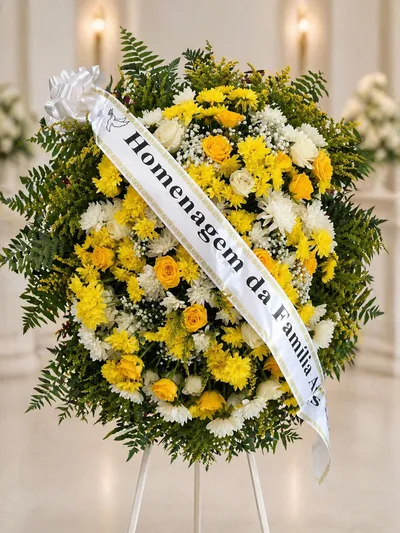 Coroa de Flores Média Amarela Premium