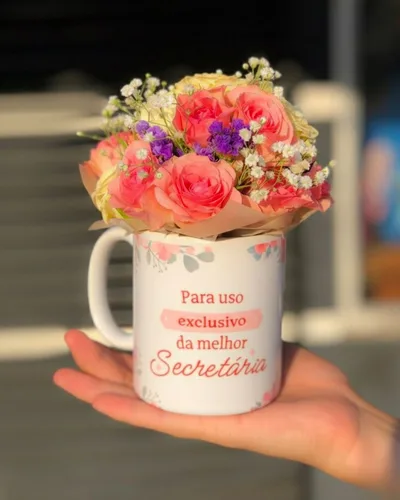Caneca Floral - Dia da Secretária